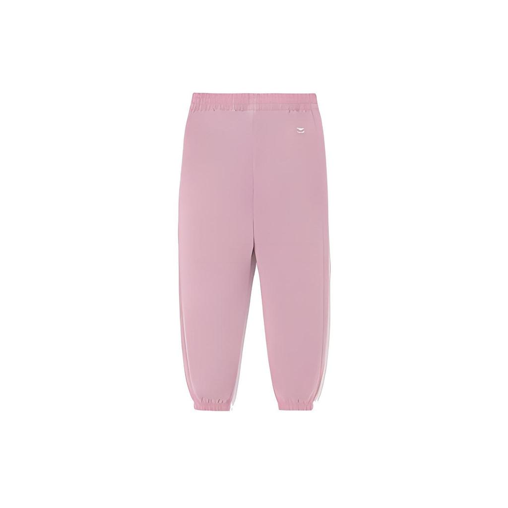 Li Ning Sports Trendserie Ensfarvede Løstsittende Avslappede Sportsbukser Lange Dame Underdeler Mørkerød AYKS028-4