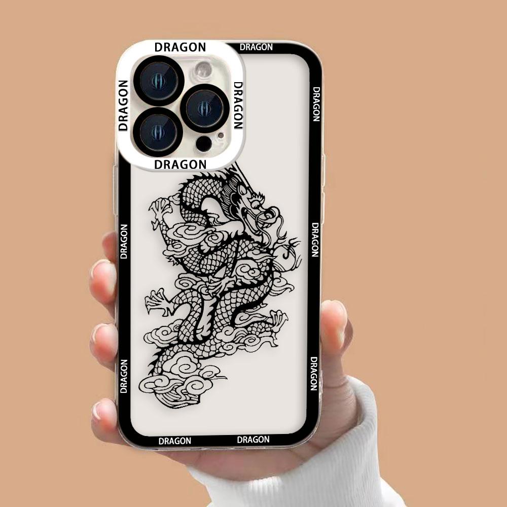 Oriental Style Chinese Dragon Clear Phone Case For Samsung Galaxy S26 S25 S24 S23 S22 S21 S20 FE PLUS ULTRA EDGE TPU Case Shell