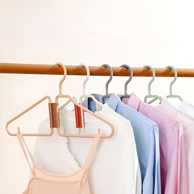 5pcs Foldable Clothes Hangers, Space-Saving Wardrobe Organizer with Pants Hanger, Non-Slip Design, Suitable for Home Closet