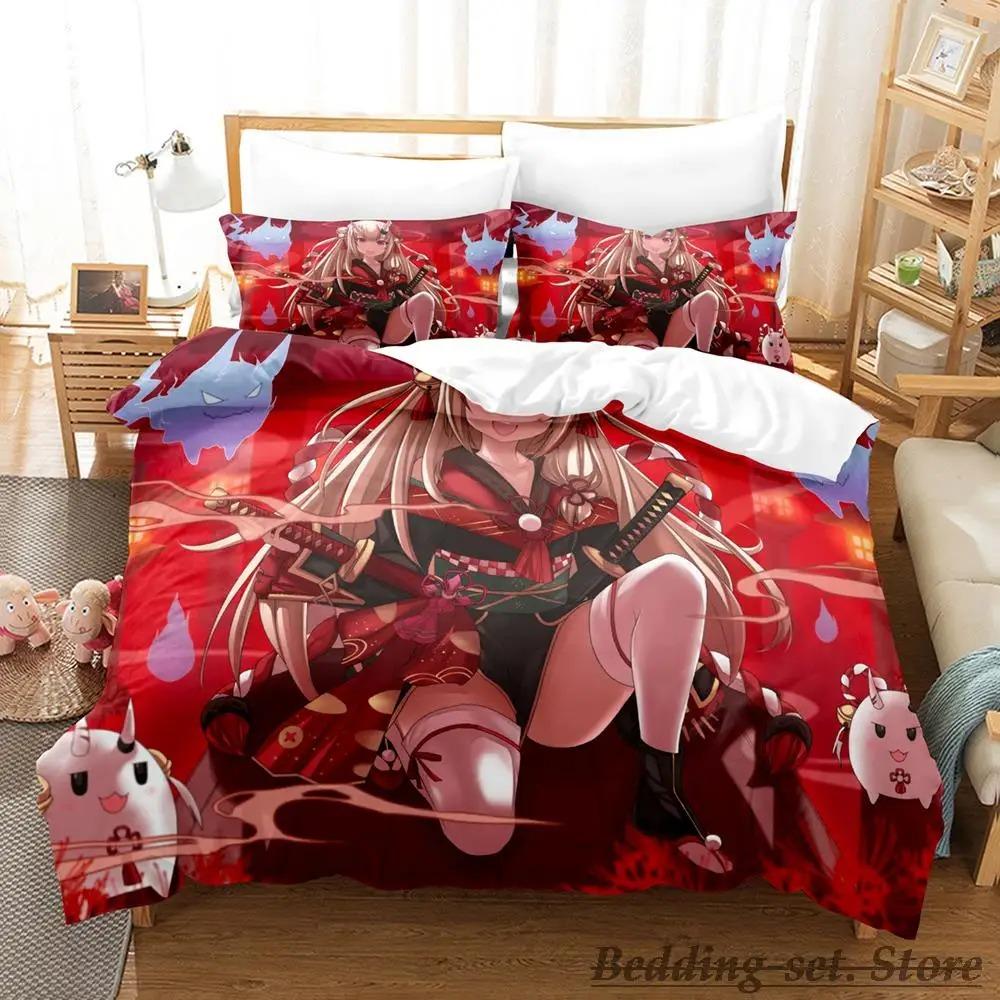 

Kawaii Nakiri Ayame Bedding Set Single Twin Full Queen King Size Bed Set Adult Kid Bedroom Duvetcover Sets Anime Parure de lit AU Single 140x210cm
