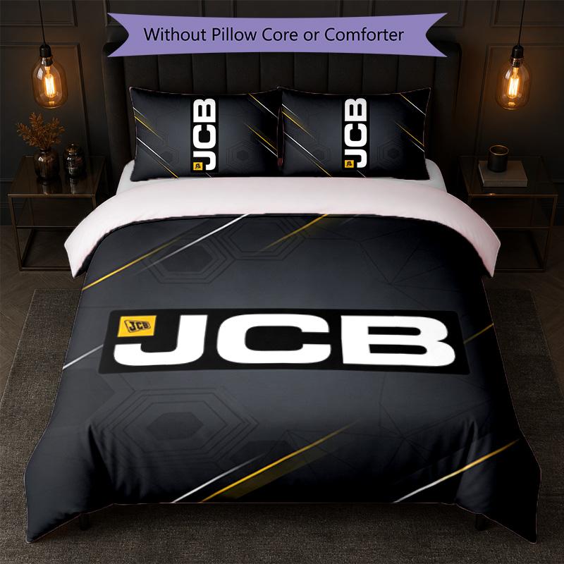 JCB Print 3Pcs Bedding Set Duvet Cover With Two Pillowcases Soft Bed Linen For Household Bedroom