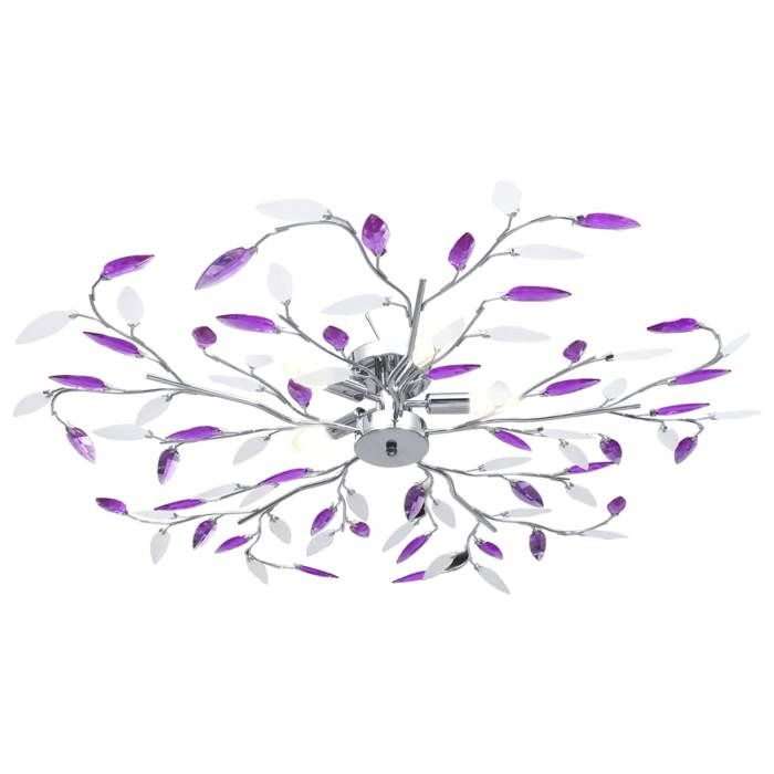 VidaXL Ceiling Light with Leaf Arms Acrylic Crystal Chandelier Pendant Lamp Indoor Lighting Living Room Bedroom 5 289240