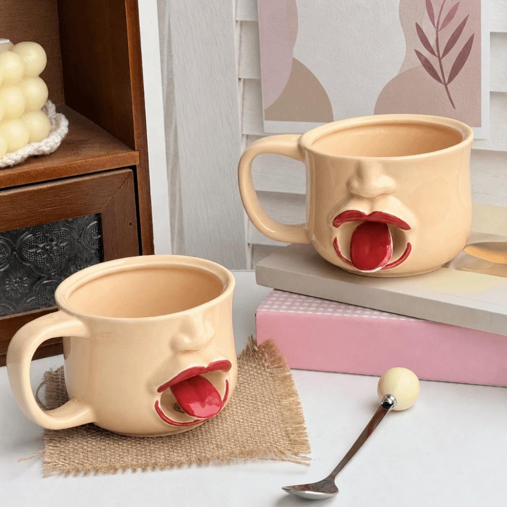 Funny Movable Tongue Cup 300ml Ceramic Mug Water Cup Restless Tongue Cup Gift