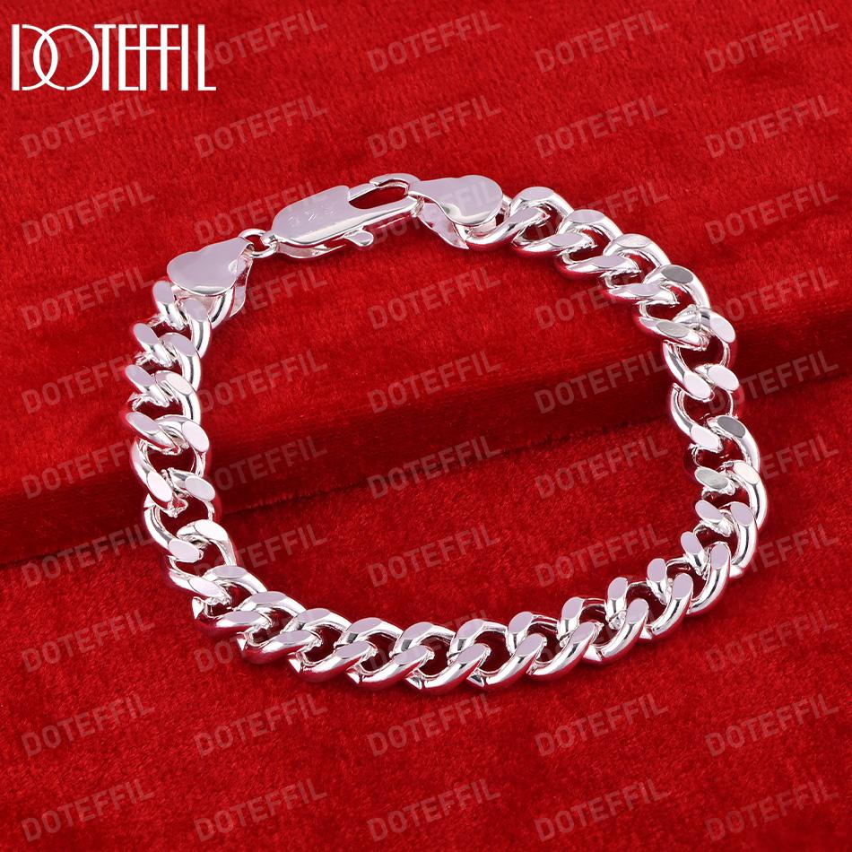 925 Sterling Silver 10mm Side Chain Silver Bracelet Fashionable Wedding Jewelry