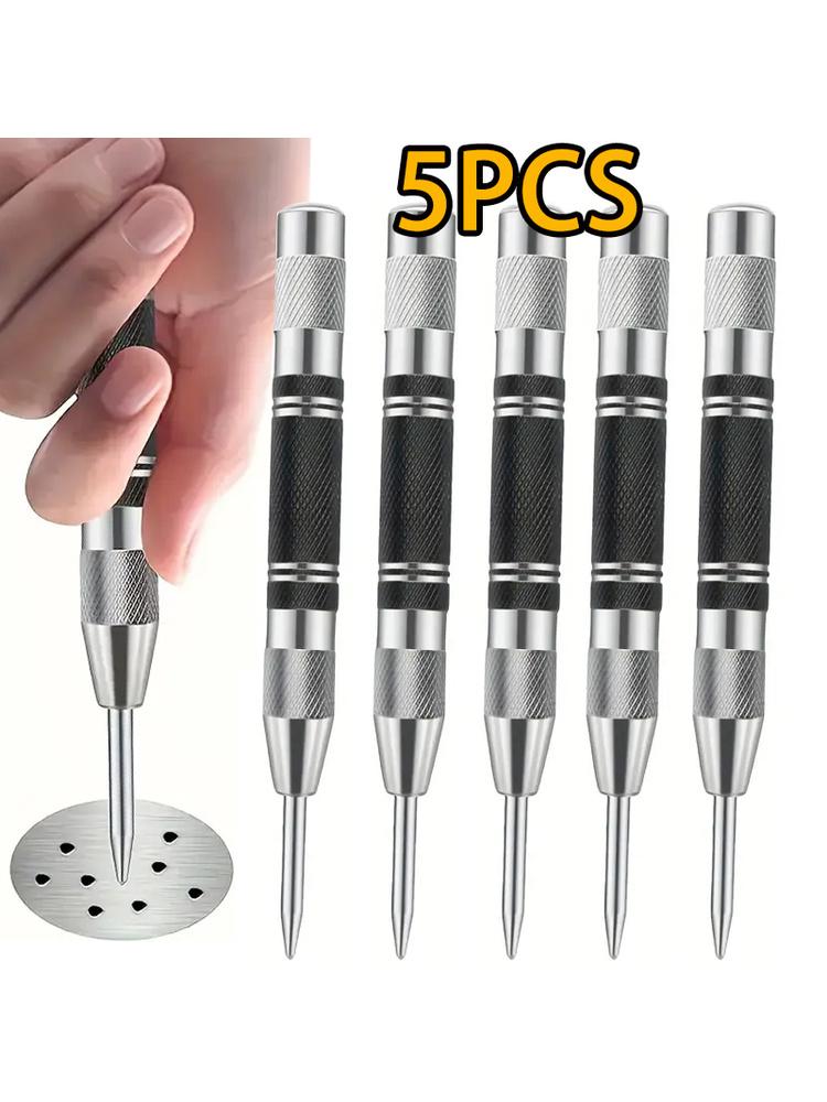 1/5pcs Heavy Duty Automatic Center Punch,Adjustable Spring Impact Hole Marker Scriber for Metal, Plastic, Wood - Precision Tool