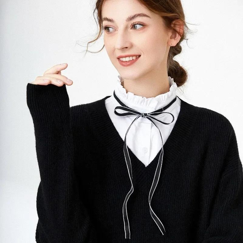 Perfect Match Lotus Leaf Edge Fake Collar For Sweater Dress Bowknots Half Shirt False Collar Ties Decoreative Autumn Stand Detachable Collars