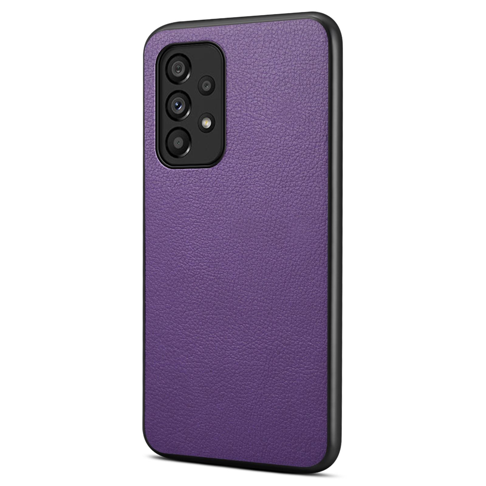 

For Samsung Galaxy A53 5G Case PU Leather Calf Texture Protection Shell Back Cover Purple