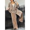 Women's Autumn Casual Set: Collared Long-Sleeve Jacket with Drawstring Waist + Pants Elegant Two-Piece Set
