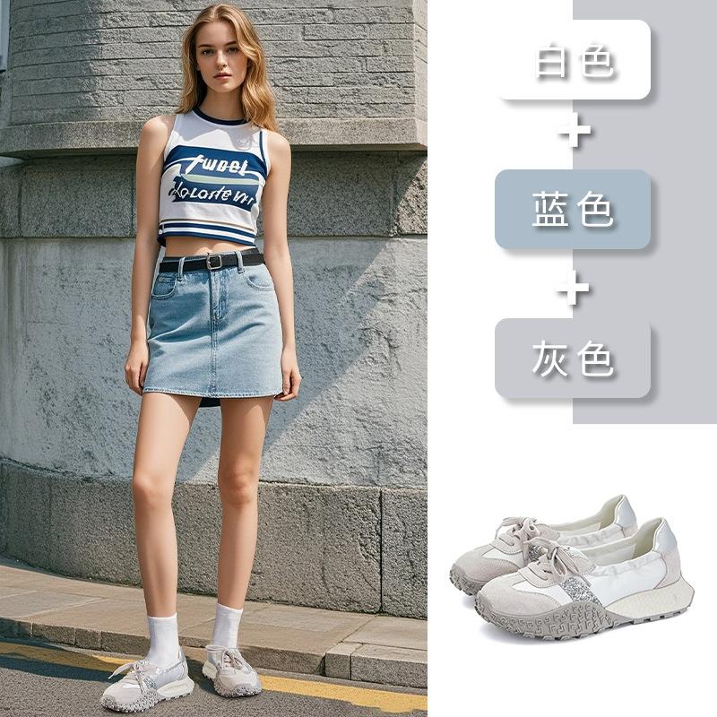 Leather women's spring thick-soled heightening dad shoes retro breathable shoes trendy versatile sneakers