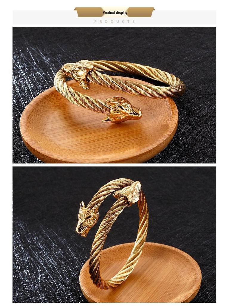 Kalen Men's Wolf Head Stainless Steel Bracelet