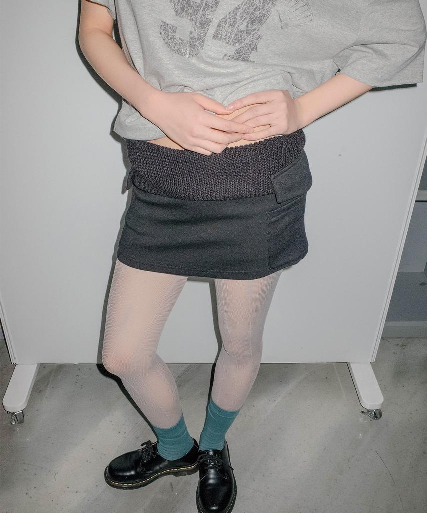 Chix Knit Waist Mini Skirt Black