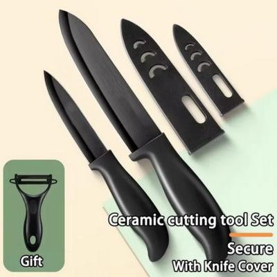 Ceramic Fruit Knife for Kitchen Black Blade Chef Knife with Sheath Utility Slicing Cooking Tool for Vegetable Rustproof Zirconig