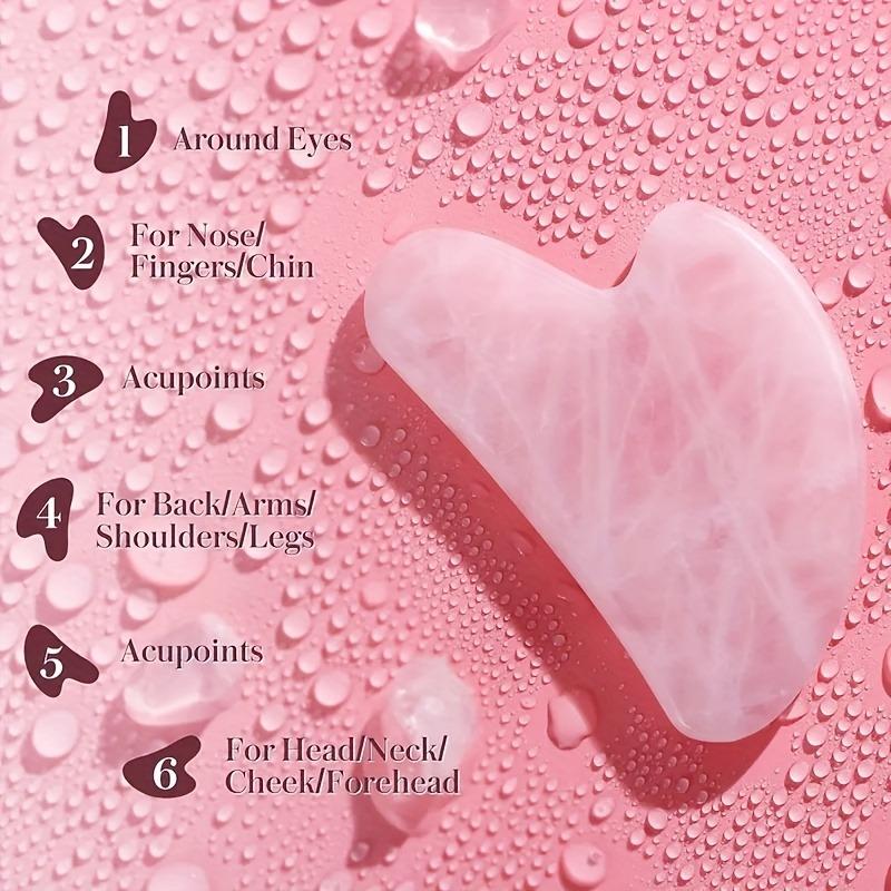 High-quality natural rose quartz heart-shaped massage tool, a soothing and smooth facial and body gua sha board for couples