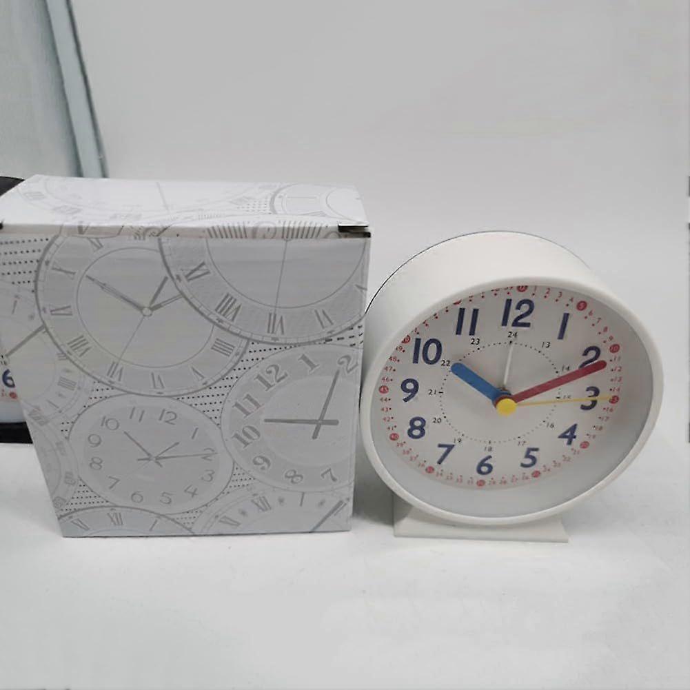 Silent bedside alarm clock without ticking, silent and luminous clock, phosphorescent analog clock for desk (white)