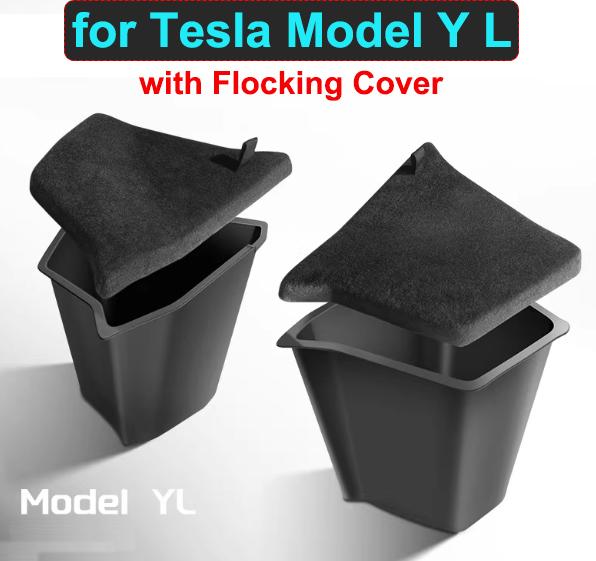 For Tesla Model Y L 2025 2026 Rear Trunk Side Storage Organizer Box TPE Bucket Cargo Bin Box Model YL Accessories Flocking Cover