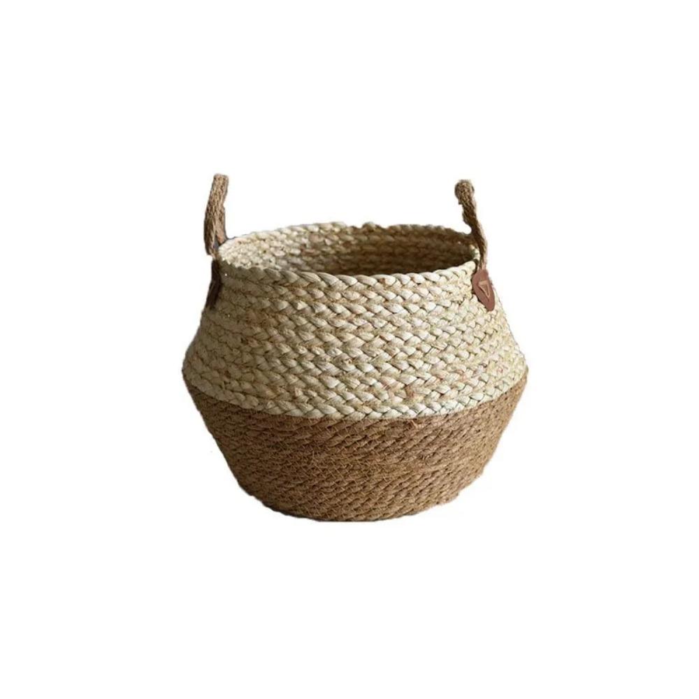 Bamboo Seagrass Storage Baskets Wicker Basket Plant Nordic Style Garden Flower Pot Laundry Basket Container Toy Holders