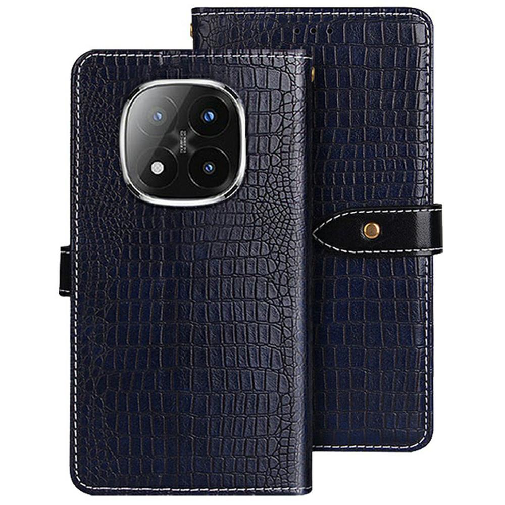 

IDEWEI Чехол для Xiaomi Redmi Note 14 Pro+ 5G, откидной чехол из ПУ кожи с текстурой крокодила Blue