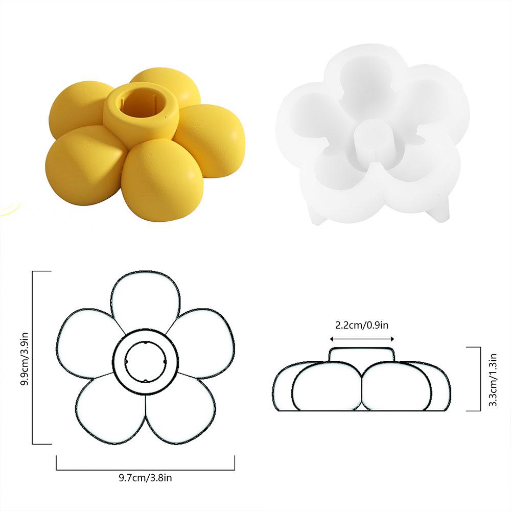 Taper Candle Holder Concrete Silicone Mold Flower Shaped Candlestick Holder and Coaster Jesmonite Mould Home Decor