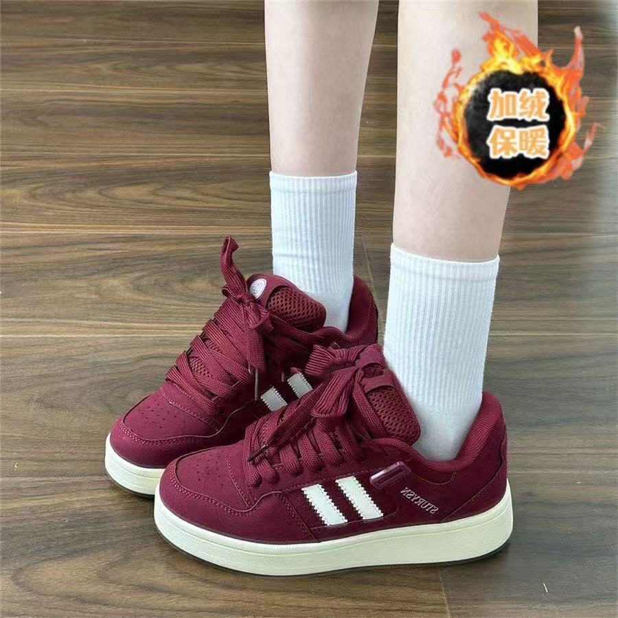 Hong Kong style retro platform bread shoes ins niche casual board shoes autumn new sports cotton shoes