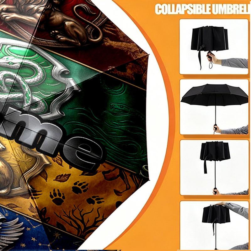 Custom Name Personalized Harry potter Print Umbrella, Auto Open Close, 8‑Rib Sturdy Frame, Commute Camping Hiking Use, Birthday Gift