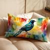 2D Colorful Bird Watercolor Pillowcase Suitable For Sofa Bedroom Car Pillow Cover Cushion Rectangular Back Cushion
