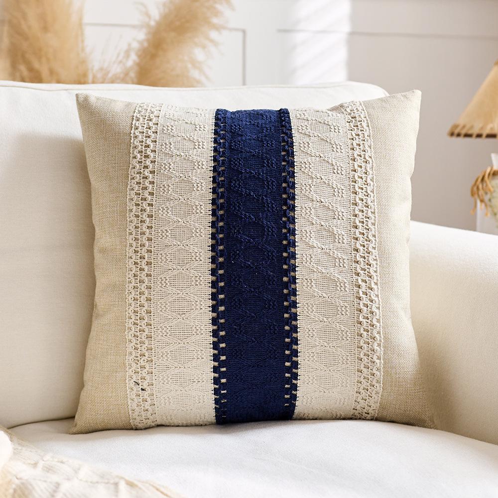 Cotton and Linen Wind Pillow Cover Bohemian Rural Farmhouse Decorative Cushion Living Room Pillow Bedside Back Sofa Pillow