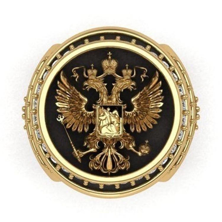 Chenrui Retro Gold Eagle Ring with Diamonds - European and American Style Men's Fashion Ring