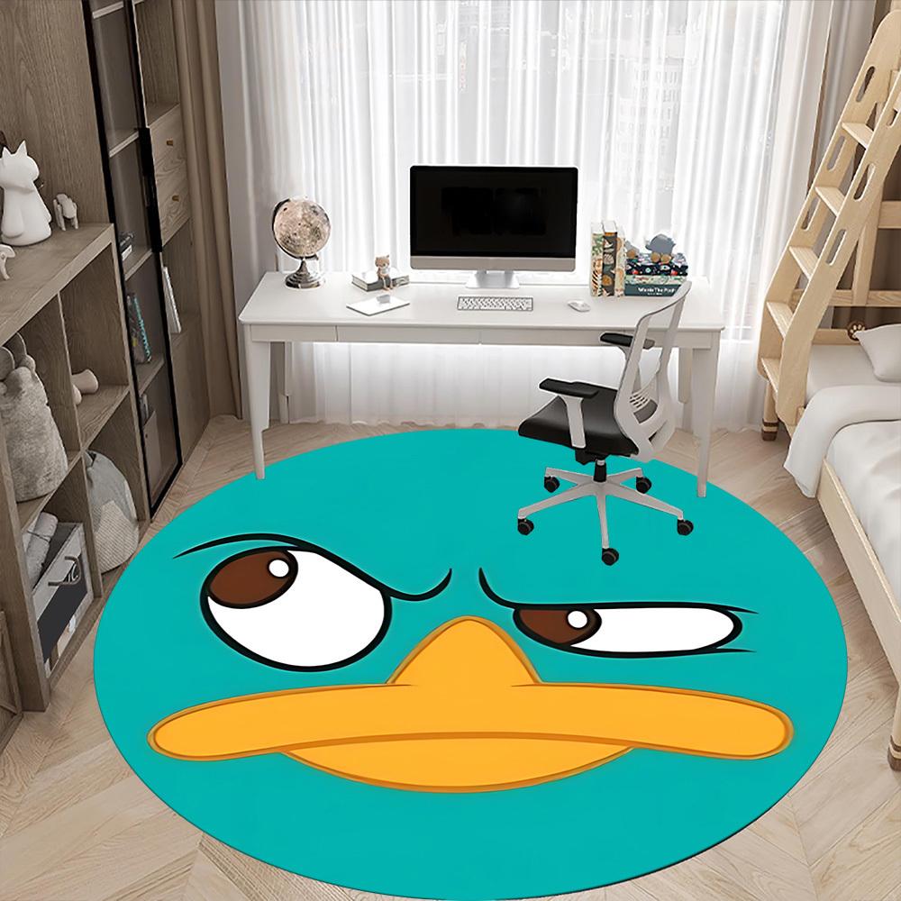 1pc Platypus Office Round Rug, Carpet for Office, Gaming, Lightweight Round Floor Mat yy260205016