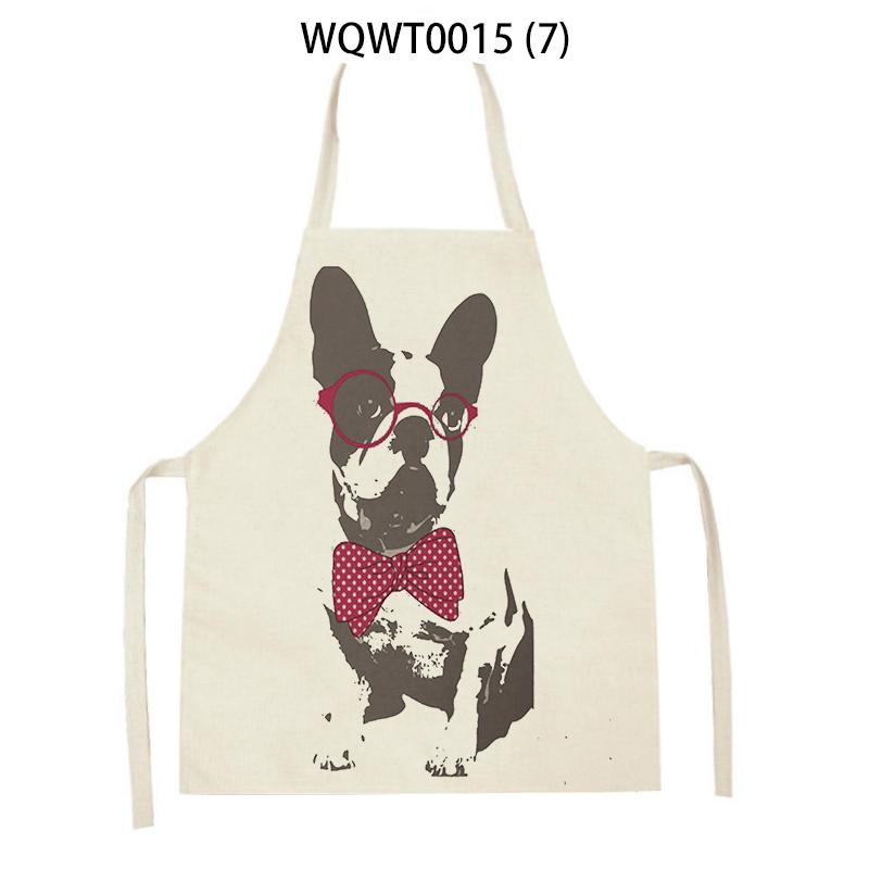 Adult Kids Kitchen Apron Funny Cartoon Dog Printed Sleeveless Linen Baking Aprons for Men Women Home Cleaning Tools Delantal