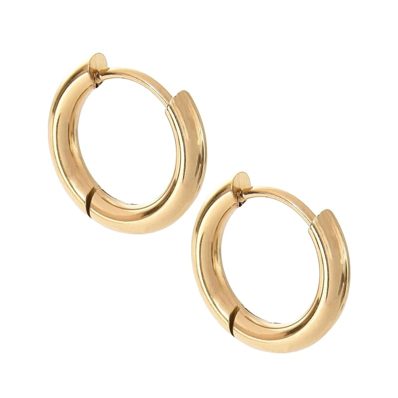 

[SCIOLTO] earrings hoop earrings ring earrings [18G set of 2 both ears] stainless Earrings that don t require a catch permanent earrings (Gold inner