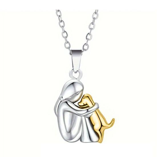 Colar Cão e Mulher Pingente Abraço de Cachorrinho Colar Memorial Joia para Donos de Cães Gatos Presente para Mulheres Mães Amantes de Animais de Estimação