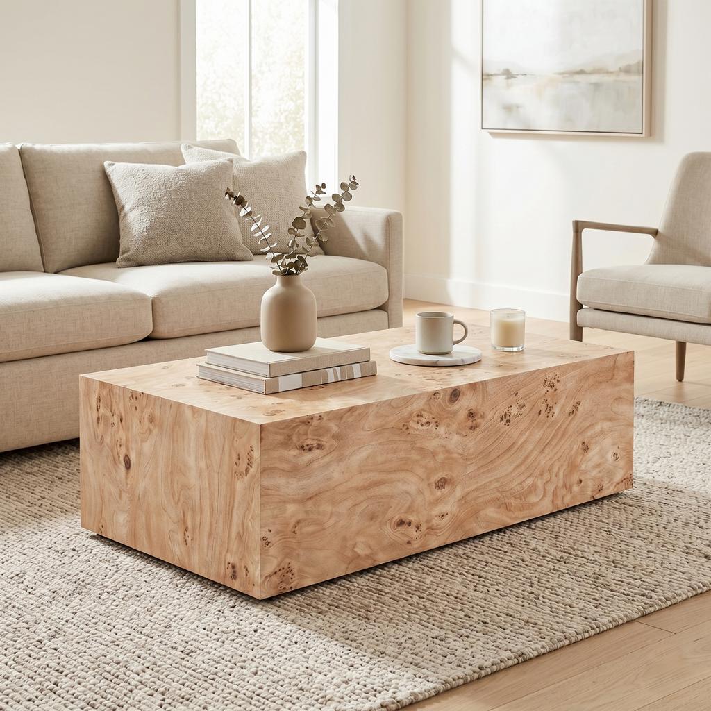 Minimalist Coffee Table In Wood Look – Modern Living Room Table, Versatile, Sturdy Construction, Easy-Care Surface, Approx. Dimensions