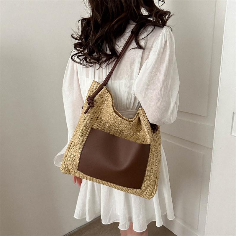Fashionable Retro Woven Medium Sized Tote Bag For Everyday Use In Various Colors