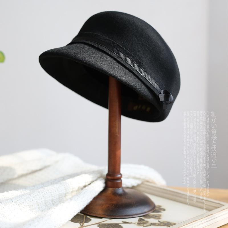 British military hat woolen duck tongue knight equestrian hat fashionable women's autumn and winter new felt hat