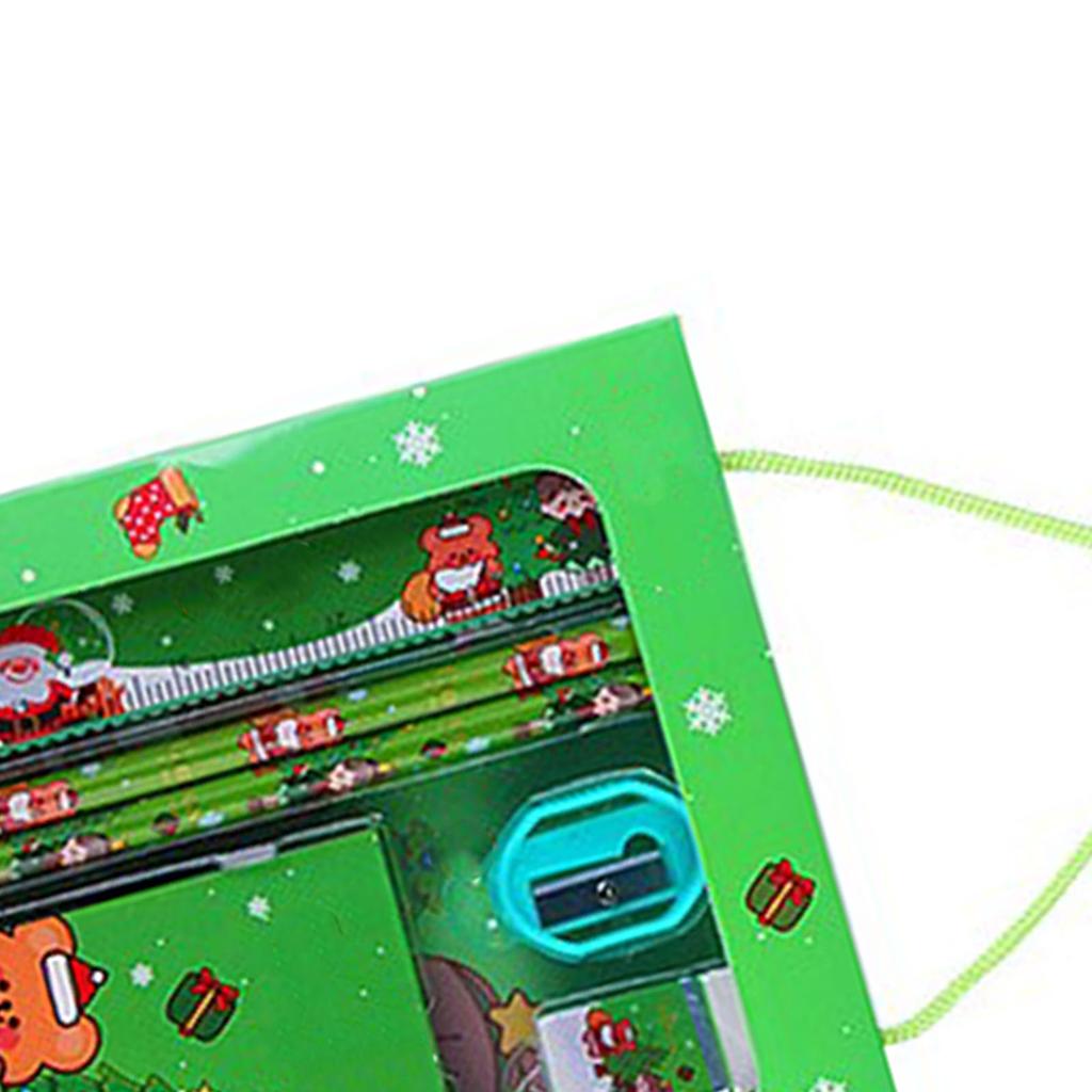 Christmas Stationery Set Multipurpose Innovative Exquisite Cute Cartoon Pencil Eraser Ruler Sharpener Note Pad Set