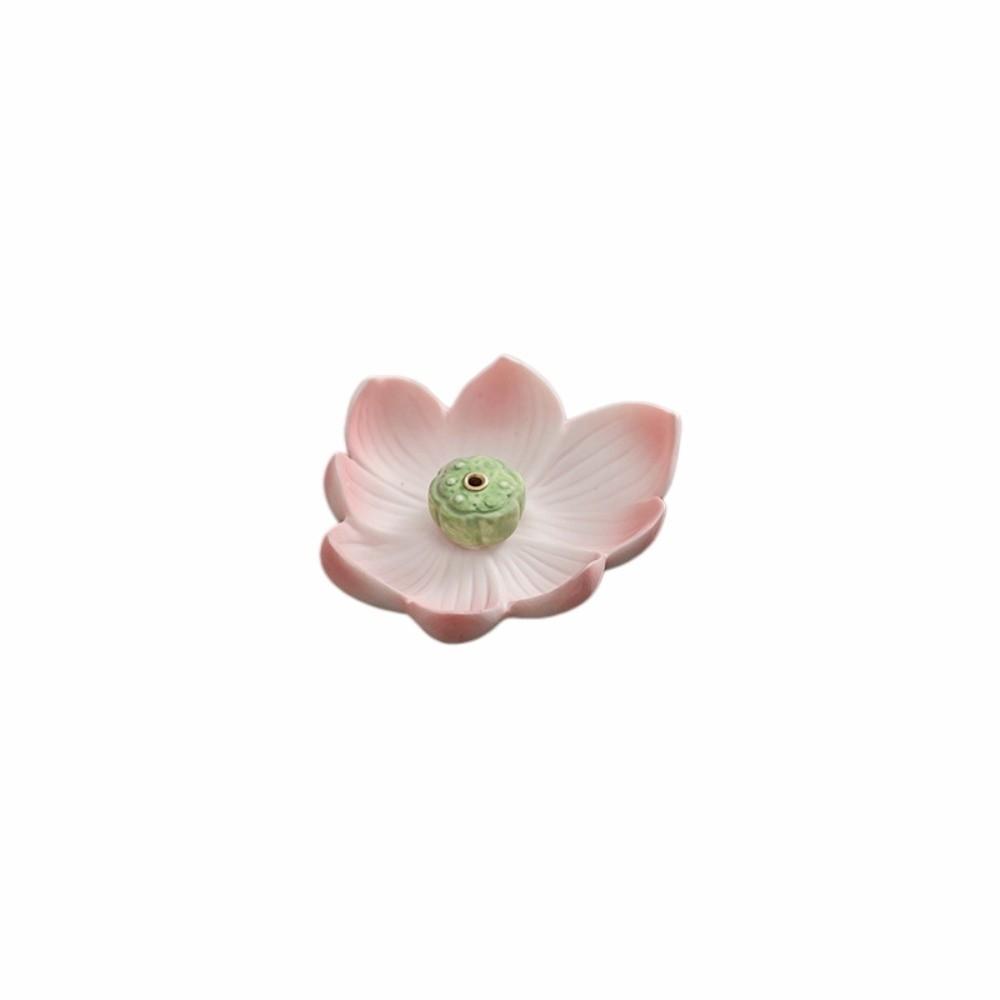 Support d'encens à 1 trou Brûle-encens Lotus Céramique Brûleur d'encens de méditation Porte-bâtonnet Fleur Vintage Zen Brûleur d'encens