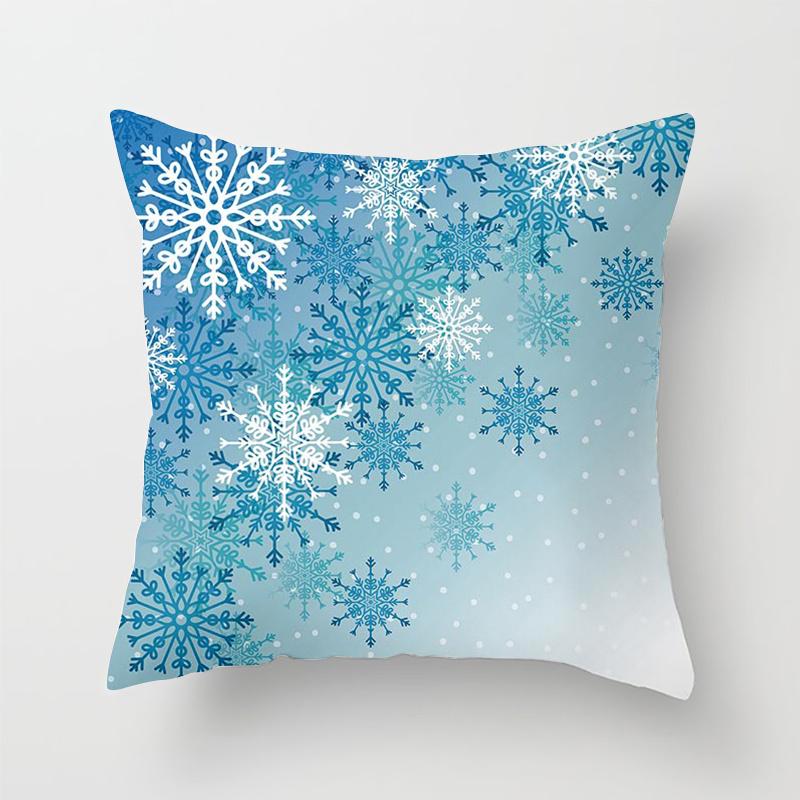Heimdeko Weihnachten Schneemuster Kissenbezug Polyester Dekorative Kissenhülle Neujahr Sofa Kissenbezug