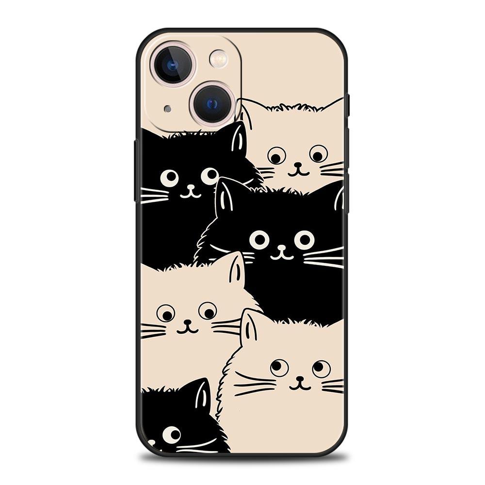 Cute Cat Phone Case For iPhone 16 13 15 14 12 11 Pro MAX XR X SE XS 7 8 Plus Soft TPU Shell Cover