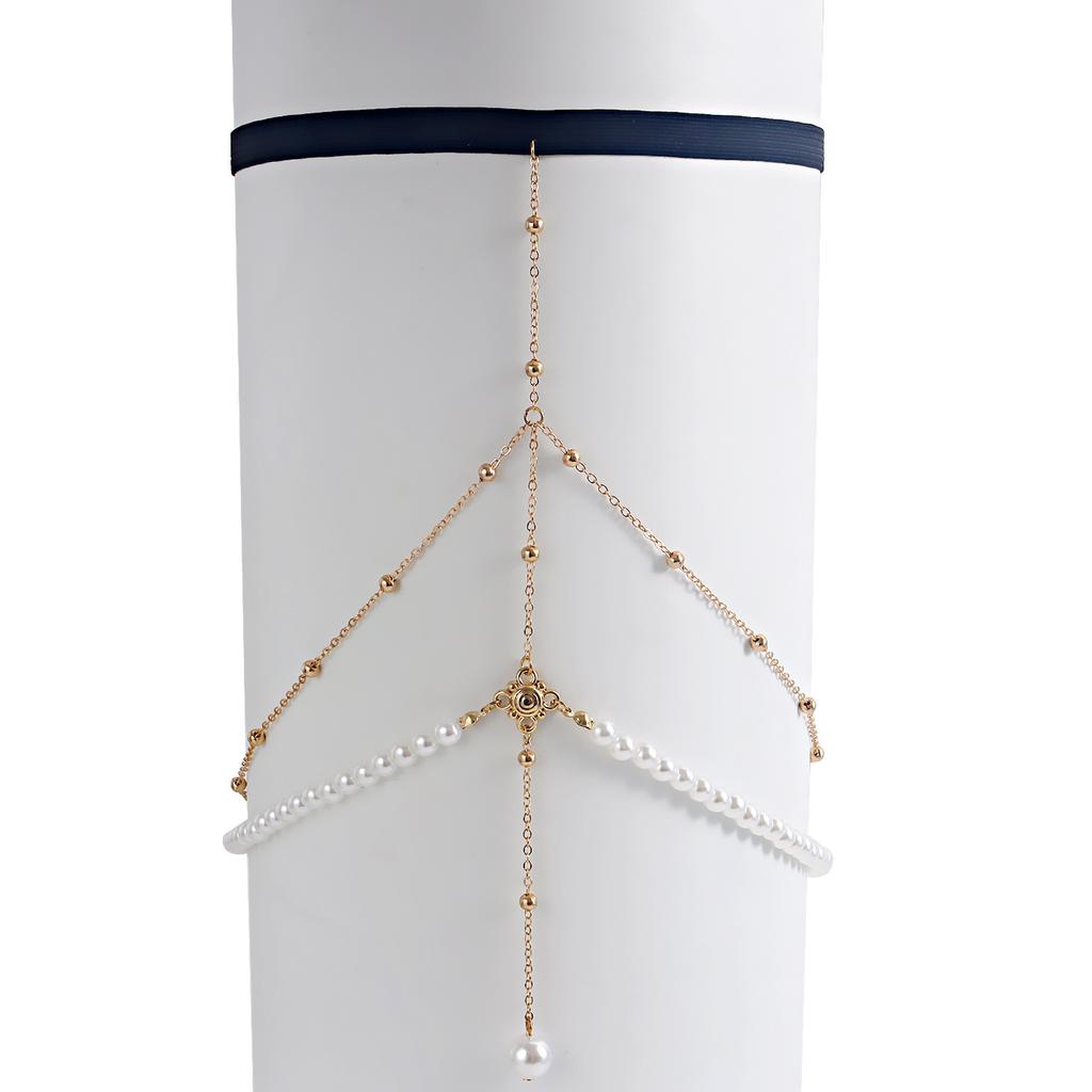 Europa, Amerika, sexy Imitationsperlenanhänger Mode Beinring Frauen, elastisches Seil vielseitige Spice Girl Beinkette Spot