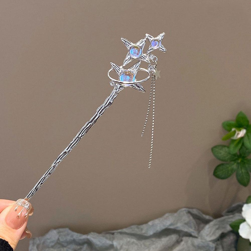 Light Luxury Starry Sky Moonstone Tassel Hairpin Hair Accessory Elegant Hair Stick for Women