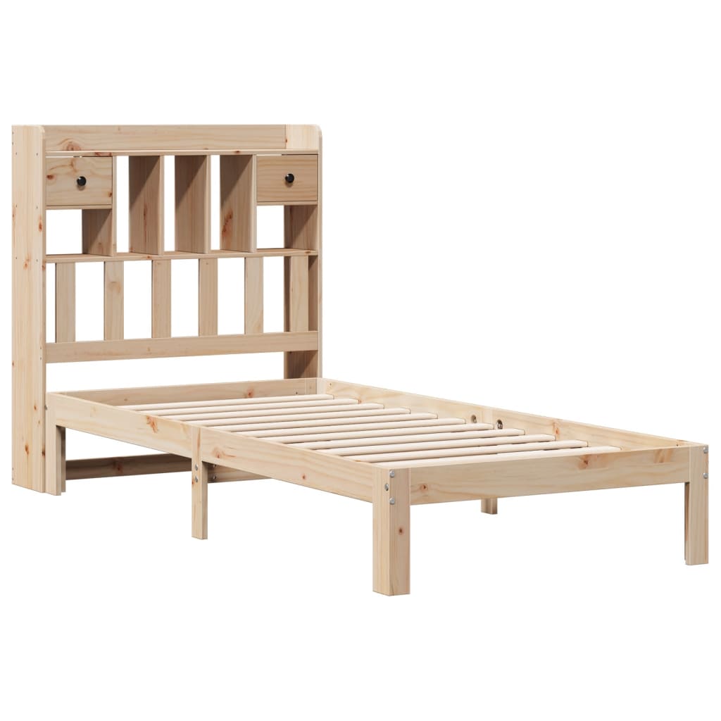 Vidaxl Bed With Shelf, Without Mattress, 90X200 Cm, Pine