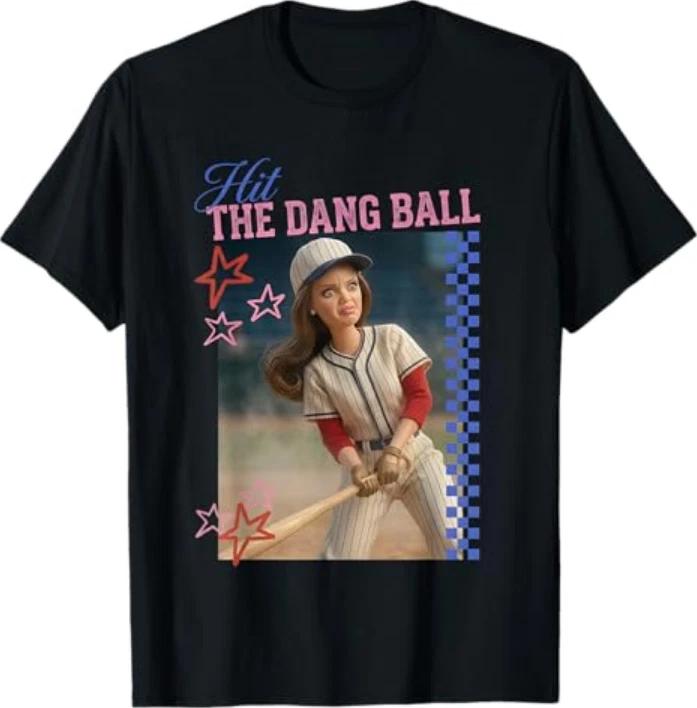 Hit The Dang Ball Funny Baseball Mom Softball Doll Face Meme Tshirt S