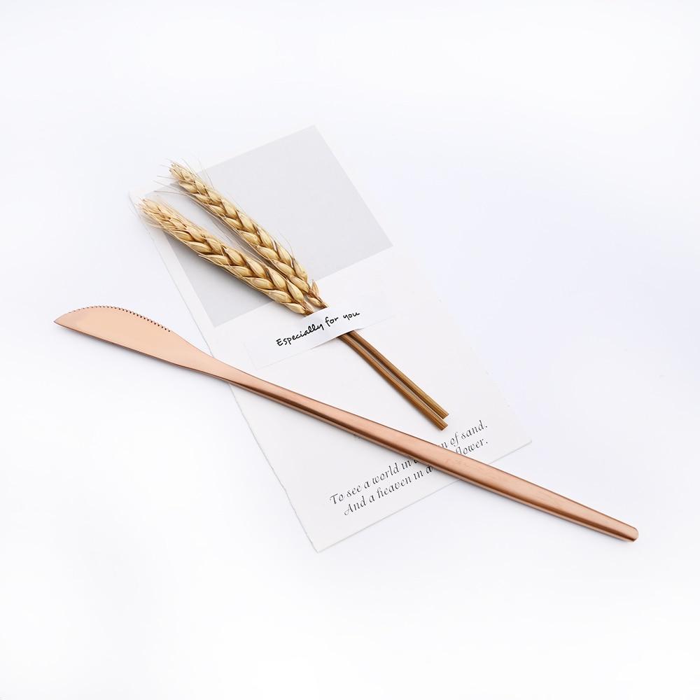 16Pcs Rose Gold Cutlery Set Knife Fork Coffee Spoons Dinnerware Set Stainless Steel Tableware Set Western Kitchen Silverware Set