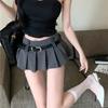 Damen Minirock mit hoher Taille, Faltenrock, Sexy Unifarbener A-Linien-Kurzrock mit Gürtel