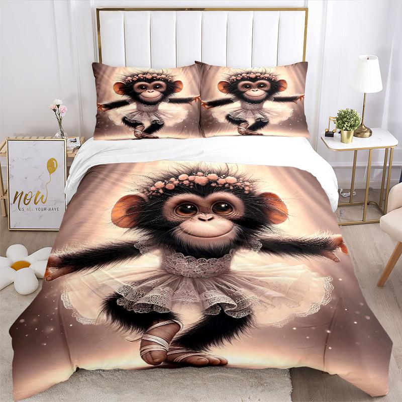 3pcs Anime Monkey Ballerina Bedding Set - Includes One Quilt Cover and Two Pillowcases (No Core) - Home Decor, Festival Gift, Polyester Fabr