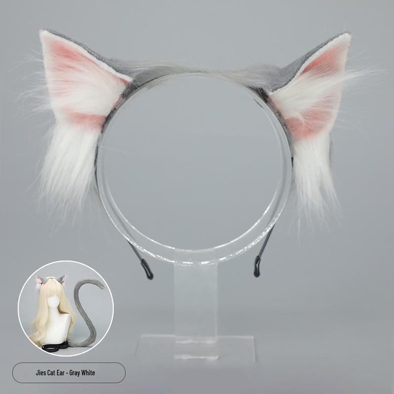 Pluszowy Zestaw Cosplayowy z Uszami i Ogonem Kota na Halloween