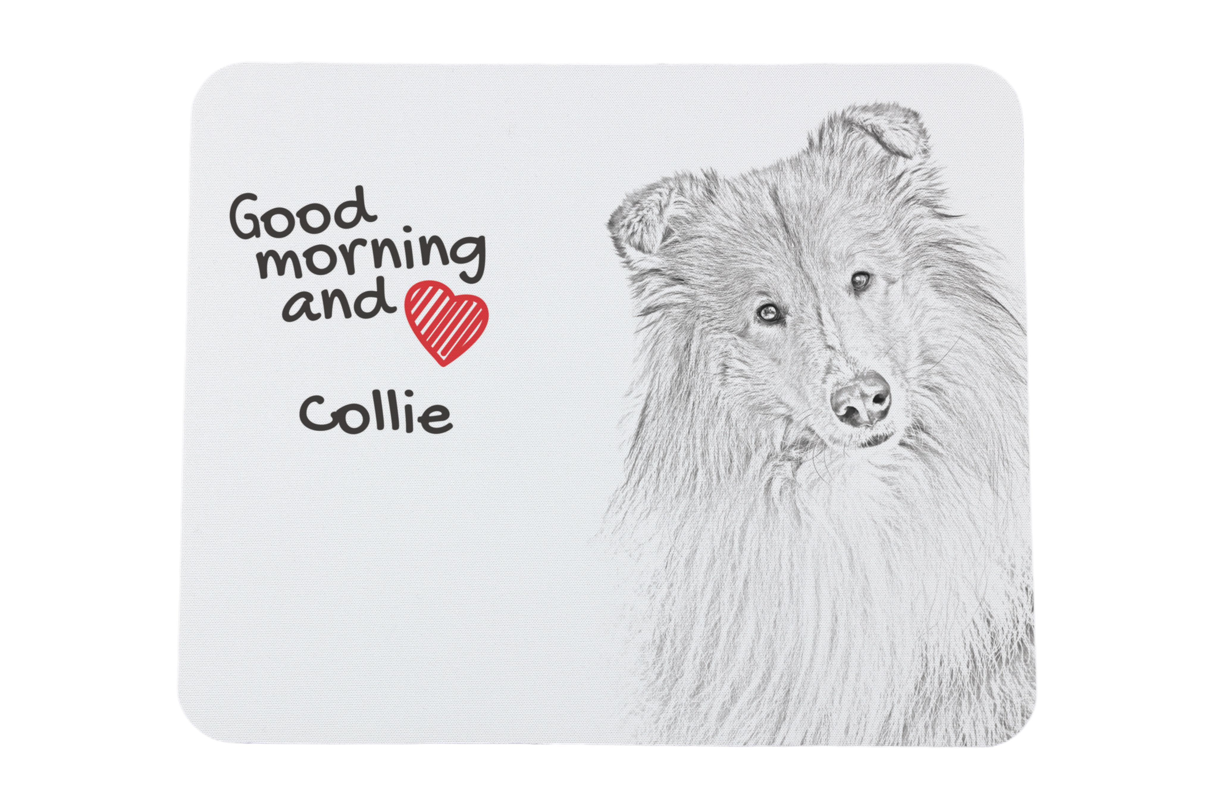 

Collie Rough, Long-Haired Collie - mouse pad with print, personalized dog-themed mouse pad, unique gadget for an office worker by Art-Dog brand білий