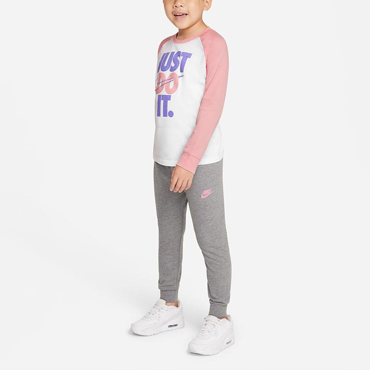 Nike Casual Sports Suit Color Block Round Neck Long Sleeve Long Pants Kids suits DQ3896-630