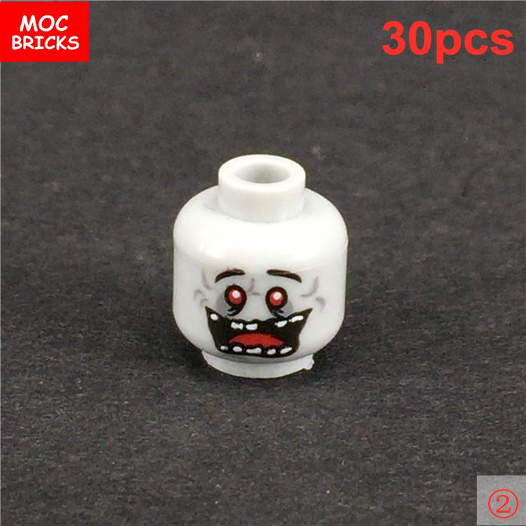 30pcs/lot MOC Bricks Zombie Face Head Expression Collection anime figure DIY compatible building blocks Educational Toys