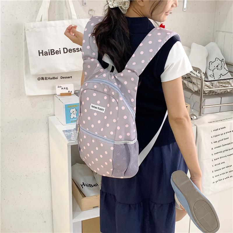 Schoolbag niche polka dot large-capacity backpack women's 1011 new travel light commuter nylon high-value backpack